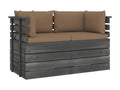 2-seater garden pallet sofa with cushions, pine wood, 6 KBRE05997