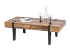 Domopure Coffee Table – Wood with Metal Legs and 2 Drawers WJTH76806