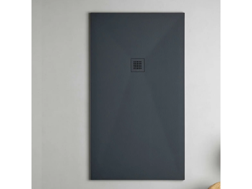 Domopure Extra-Flat Shower Tray - Domopure Texture in Domopure Polyester Graphite - L180 x W70 x H2.6 cm - Domopure VEWW19125
