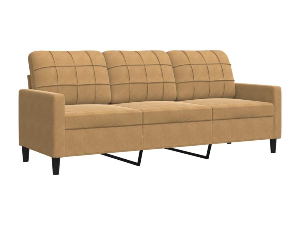 3-seater sofa, brown, 180 cm, velvet, AAHW96428