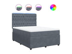 Chicyla bed base and mattress, dark grey, 140x190cm, velvet, LLIE92512