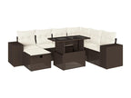 8-piece garden furniture set with brown resin wicker cushions FBNK64995