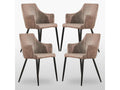 Domopure - Set of 4 Designer Faux Leather Chairs - Upholstered - Brown ZNXJ93680