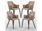 Domopure - Set of 4 Designer Faux Leather Chairs - Upholstered - Brown ZNXJ93680