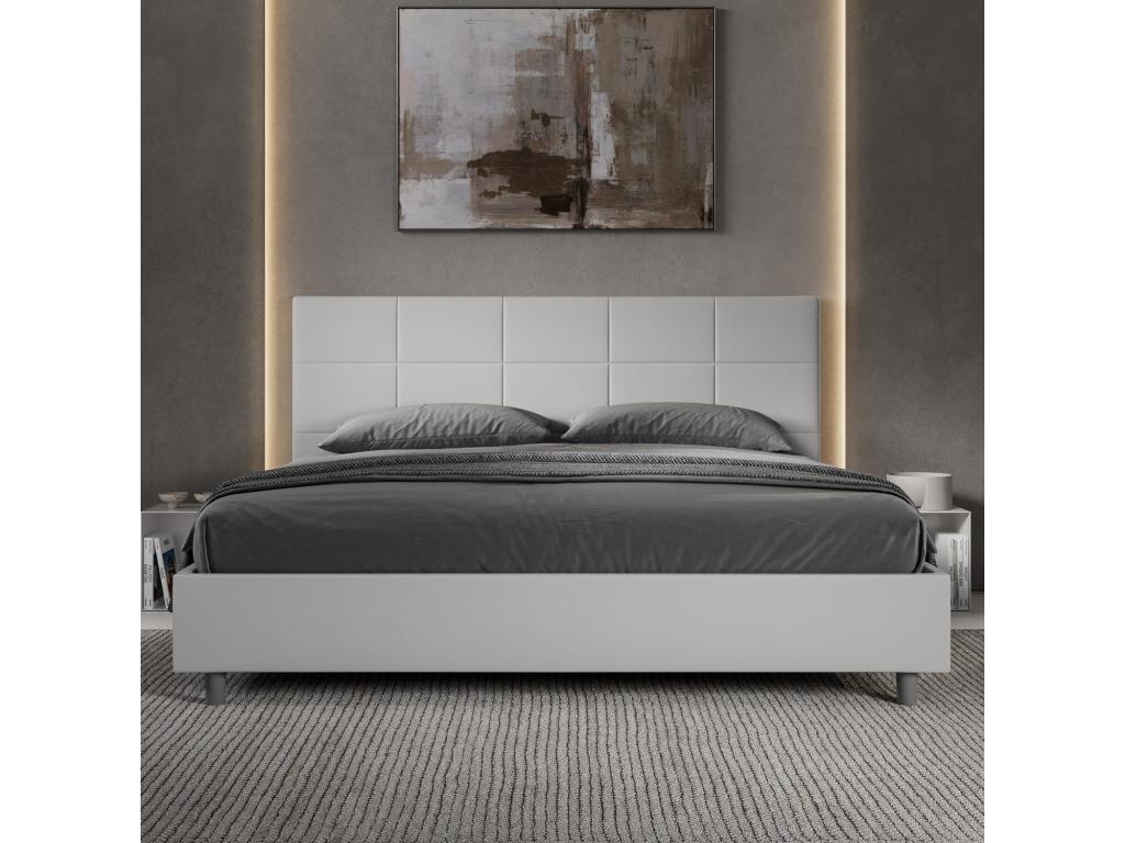 Domopure storage bed, 200x200 cm, white faux leather, Domopure CIXJ32568