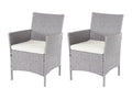 Chicyla poly rattan armchair, set of 2, grey, cream-colored cushions WOCC85256