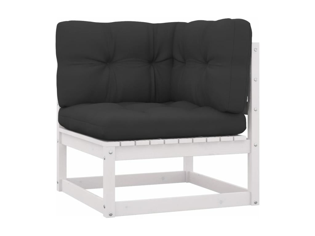 10-piece garden furniture set with cushions, white, solid pine wood, WGCC22322