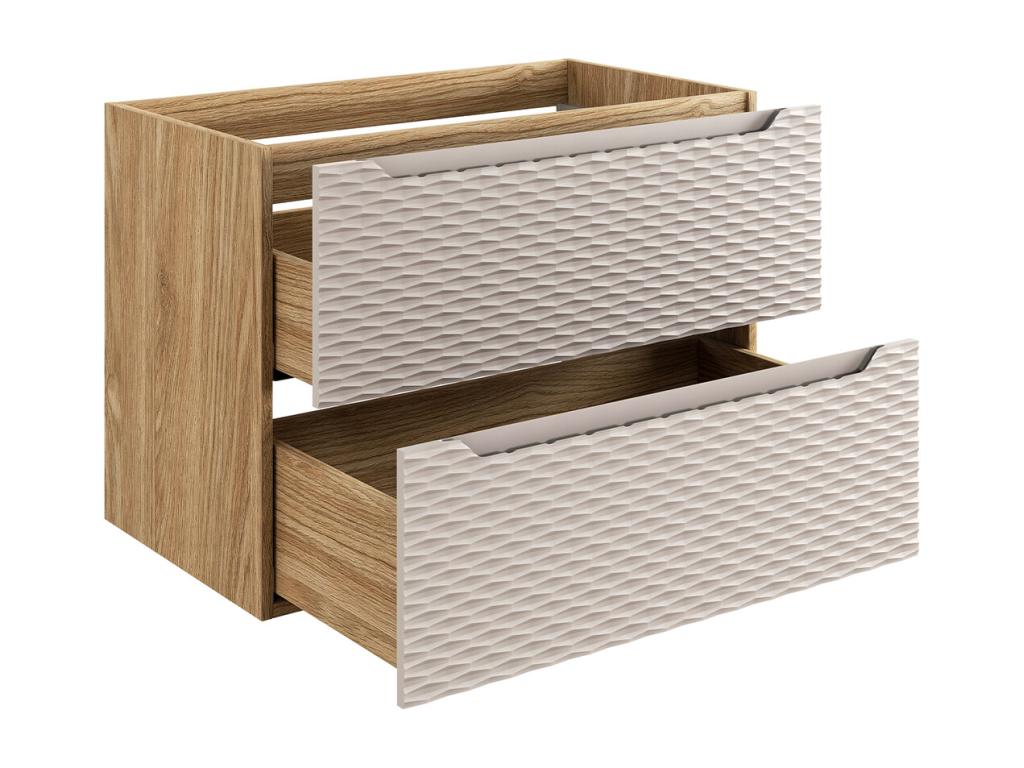 Chicyla Beige and Wood AYTC41581 Single Sink Vanity Unit (80cm) and Tall Cabinet