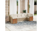 7-piece garden furniture set with cushions, beige woven resin OUDF89649