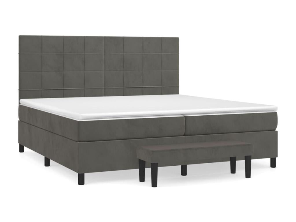 Domopure bed base and mattress, Dark Grey 200x200 Velvet LYBI91331