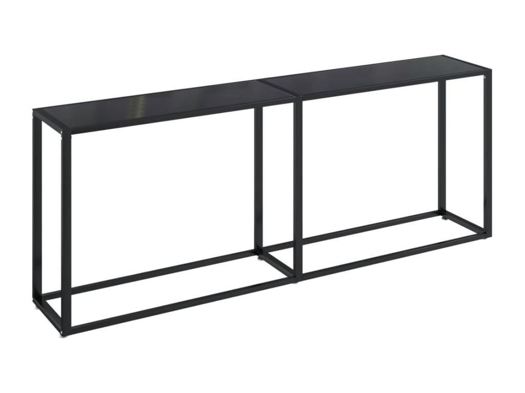 Black console table 200x35x75.5 cm Tempered glass ALAZ33174