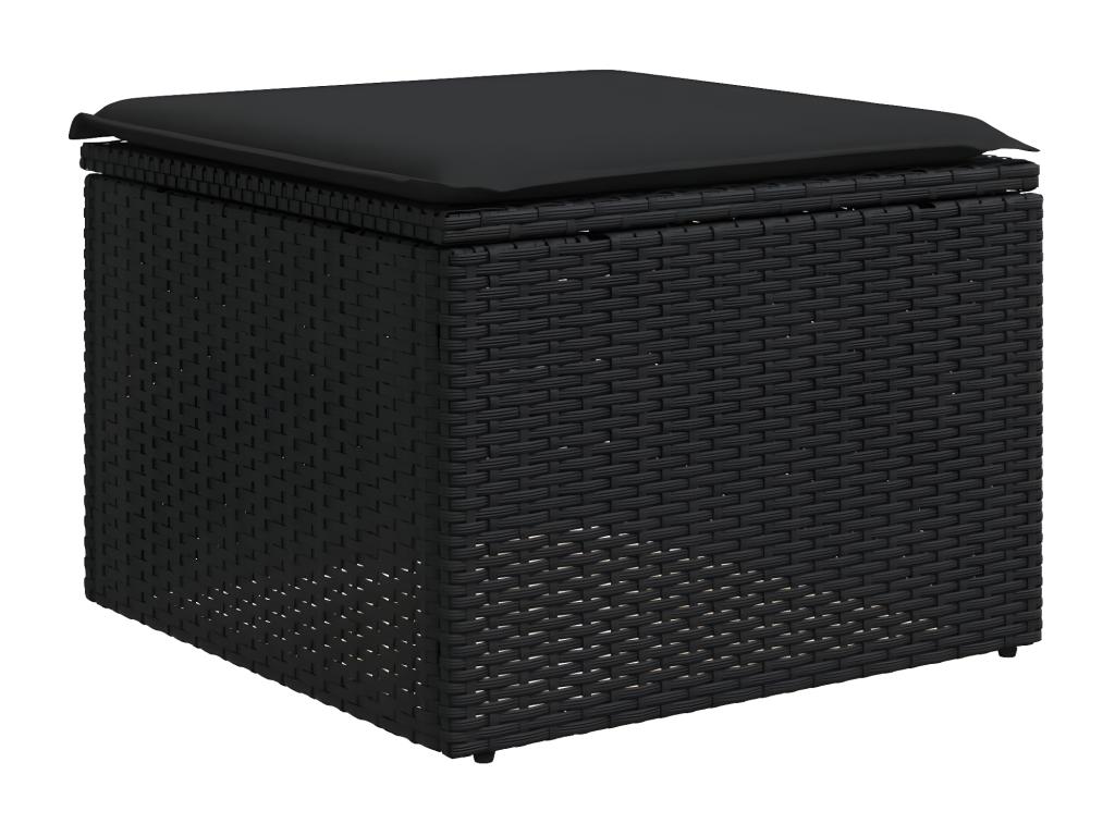 5-piece garden furniture set with cushions, black resin wicker VMTG20687