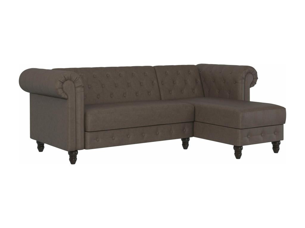 Chicyla - Sofa bed with chaise longue in dark brown microfiber SPHU57473
