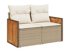 9-piece garden furniture set with cushions, beige woven resin FRMS65302