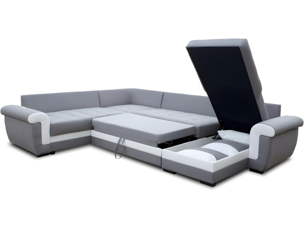 Domopure panoramic convertible sofa, dark grey and black, TVZS87522