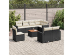 9-piece garden furniture set with cushions, black woven resin JLIA77920