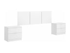 Bed headboard set, set of 2 bedside tables with 2 drawers, white - length 256 x depth 34 x height 96 cm FUHW65662