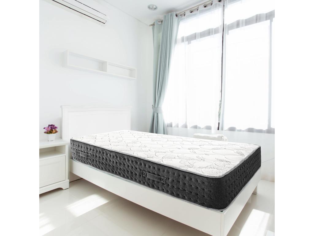 Chicyla 90x190 cm pocket spring mattress in high-density foam, very firm support, summer/winter side, 27 cm thick, UOHY82875