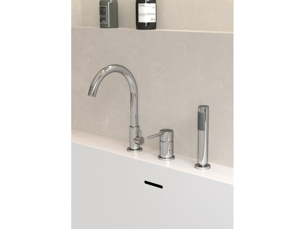 Domopure FOQS98362 Chrome 3-Hole Deck-Mounted Bath Mixer Tap