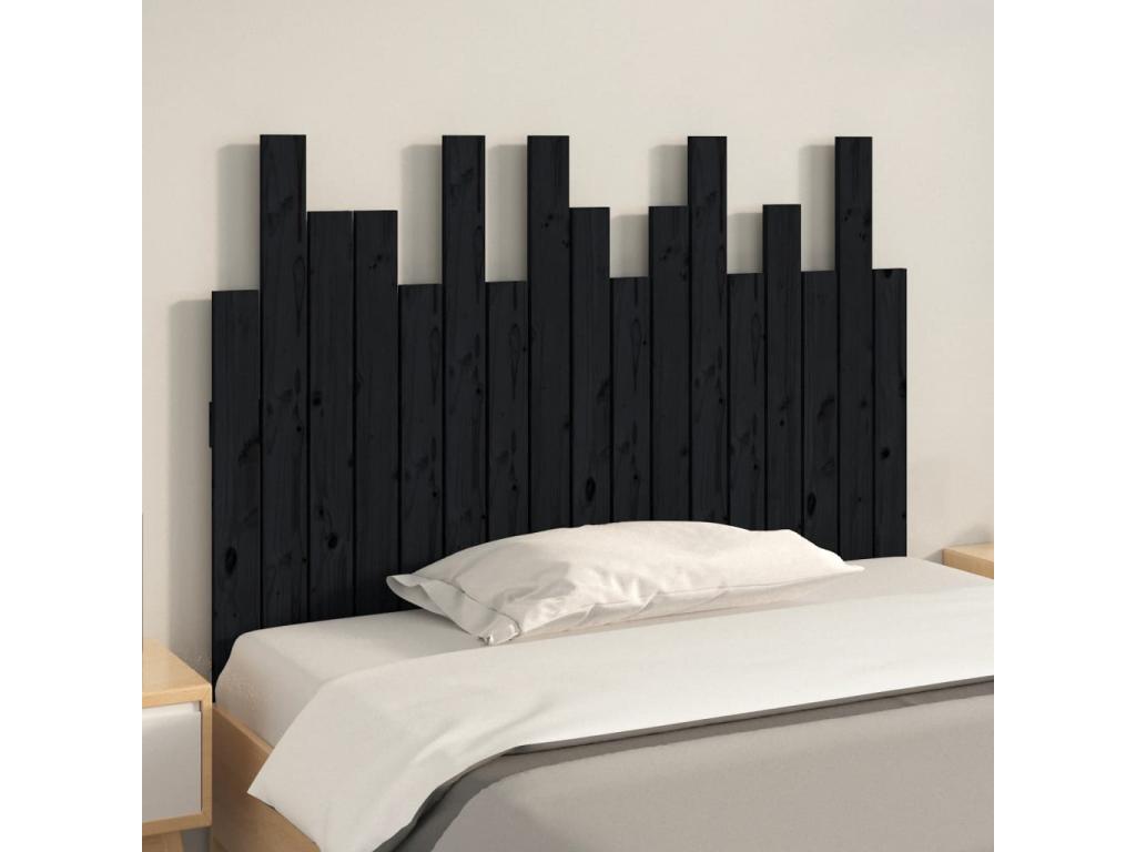 Wall-mounted headboard, black, 108x3x80 cm, solid pine wood, NARI30741