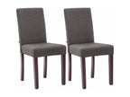Set of 2 modern design dining chairs in light and dark grey fabric with dark brown wooden legs 10 0001554 OCWA95221