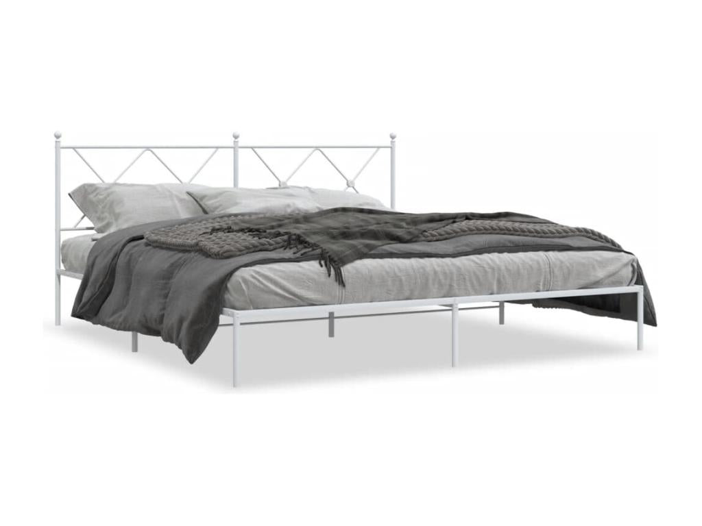 Metal bed frame with white headboard 183x213 cm NGFE68379