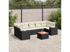 8-piece garden furniture set with cushions, black woven resin UAQA91348