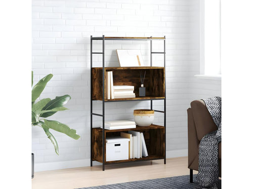 Smoked oak bookcase 80x30x145.5 cm engineered wood and iron RJJA11529