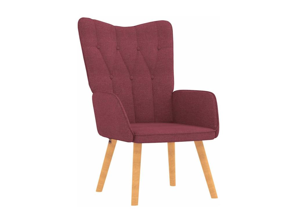 Relaxing armchair with footstool, burgundy red fabric, INZH18580