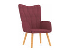 Relaxing armchair with footstool, burgundy red fabric, INZH18580