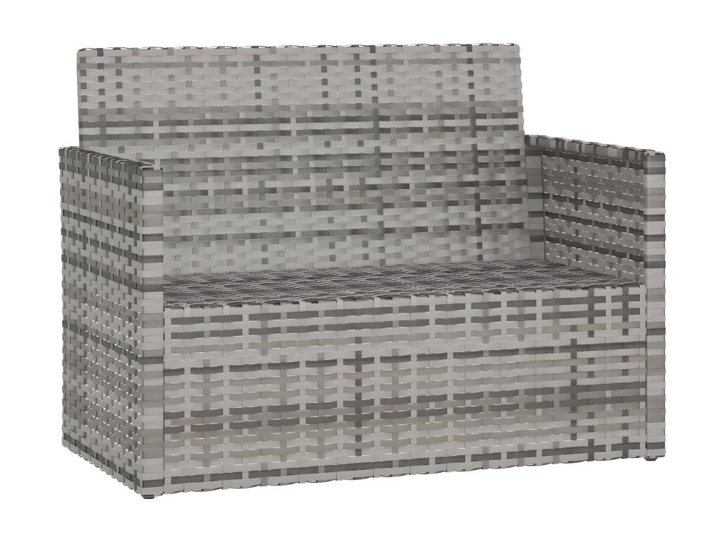 Garden bench with cushions, grey, 105 cm, woven resin, YYOB41211