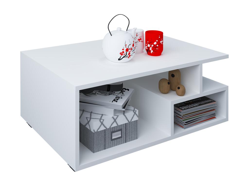 Domopure High Wooden Coffee Table, Living Room Table, Side Table, Storage Table, Sulas White LTGH26667