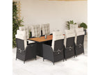 9-piece garden dining set with cushions, black resin wicker YLFE97109