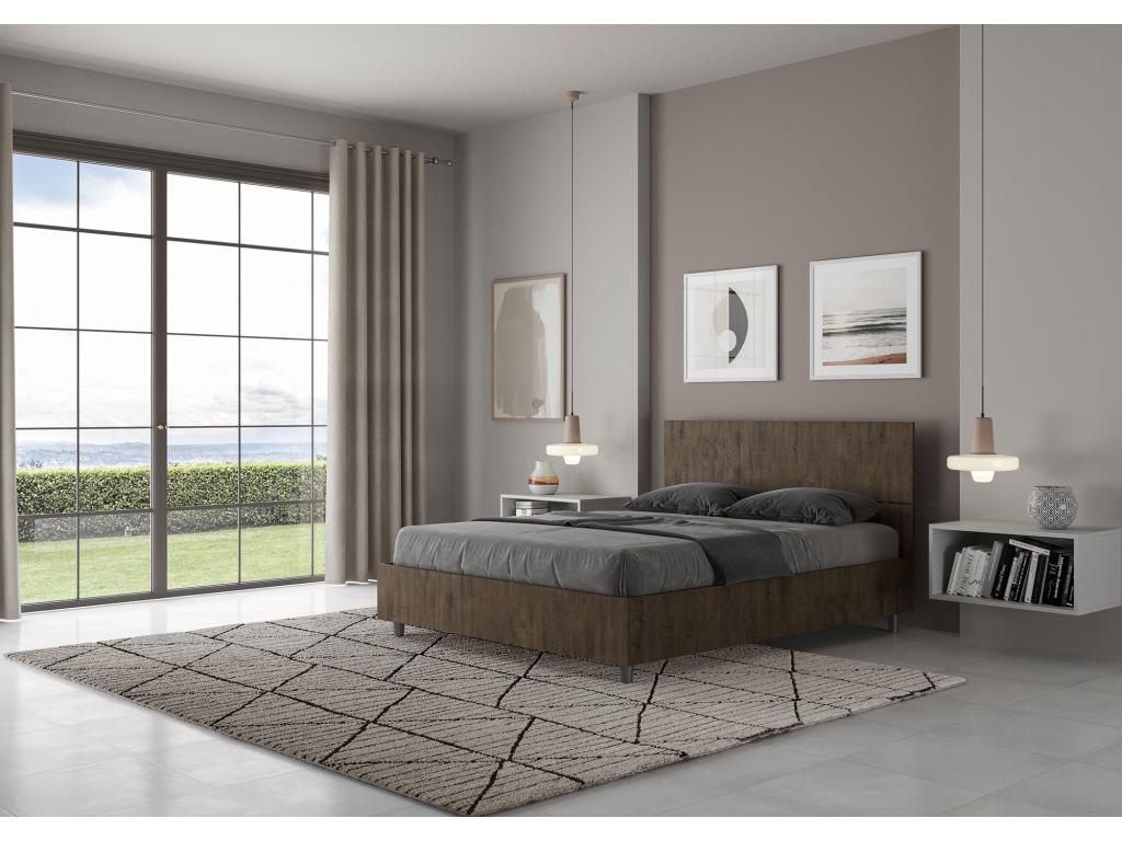 Bed without slatted base 140x190 with straight headboard in walnut Chicyla YAWA16828