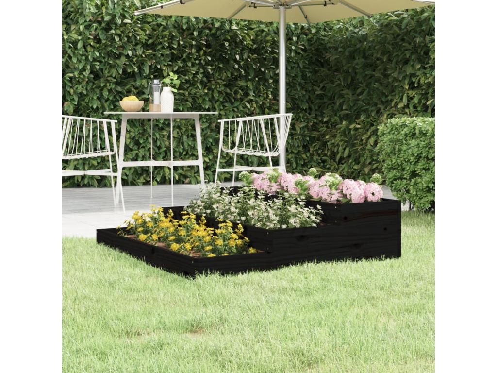 Black Planter 107x107x27 Solid Pine Wood JCUV78865