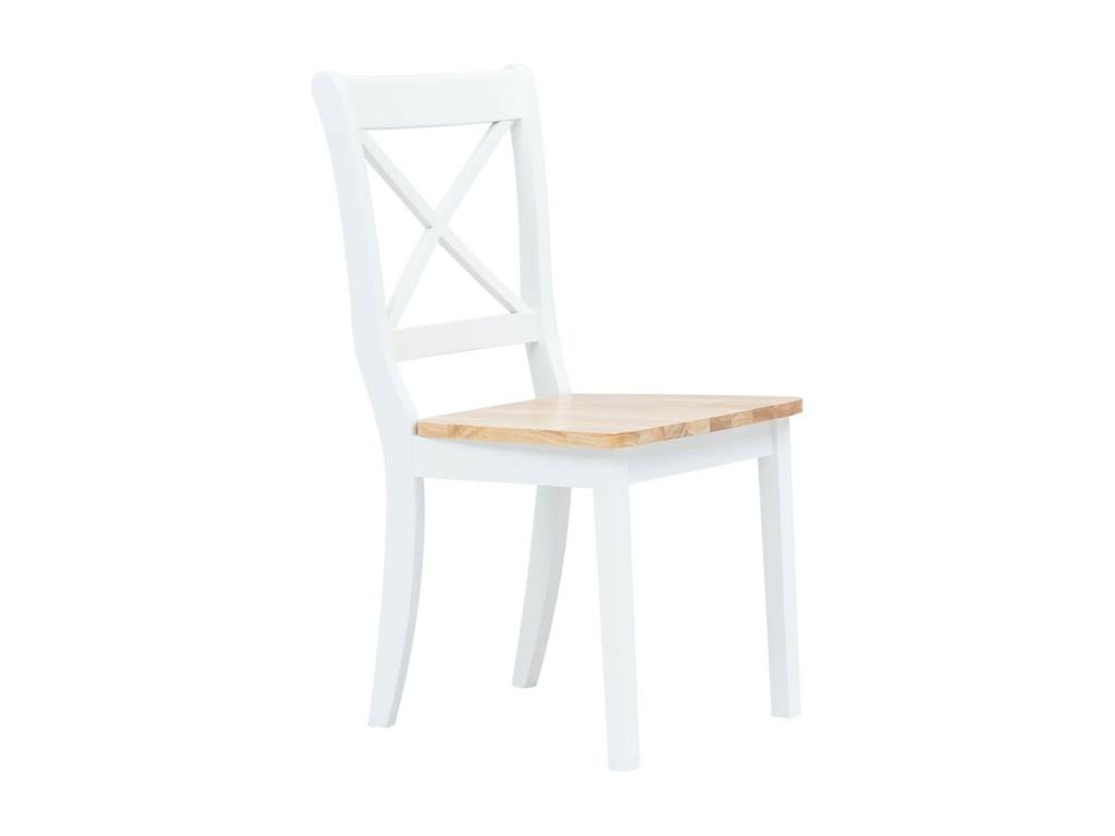 Chicyla solid wood chair in white and natural - Set of 4 CJSD09906