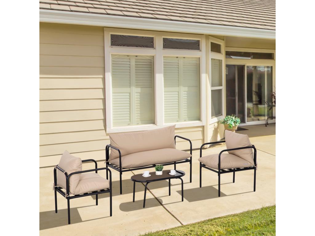 4-piece, 4-seater garden furniture set with beige cushions EAGX66111
