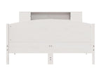White bookcase bed without mattress, 150x200 cm, solid pine wood, ECNP97142