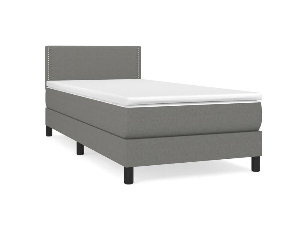 Domopure bed base with mattress, dark grey, 90x200 cm, fabric, JMJD60888