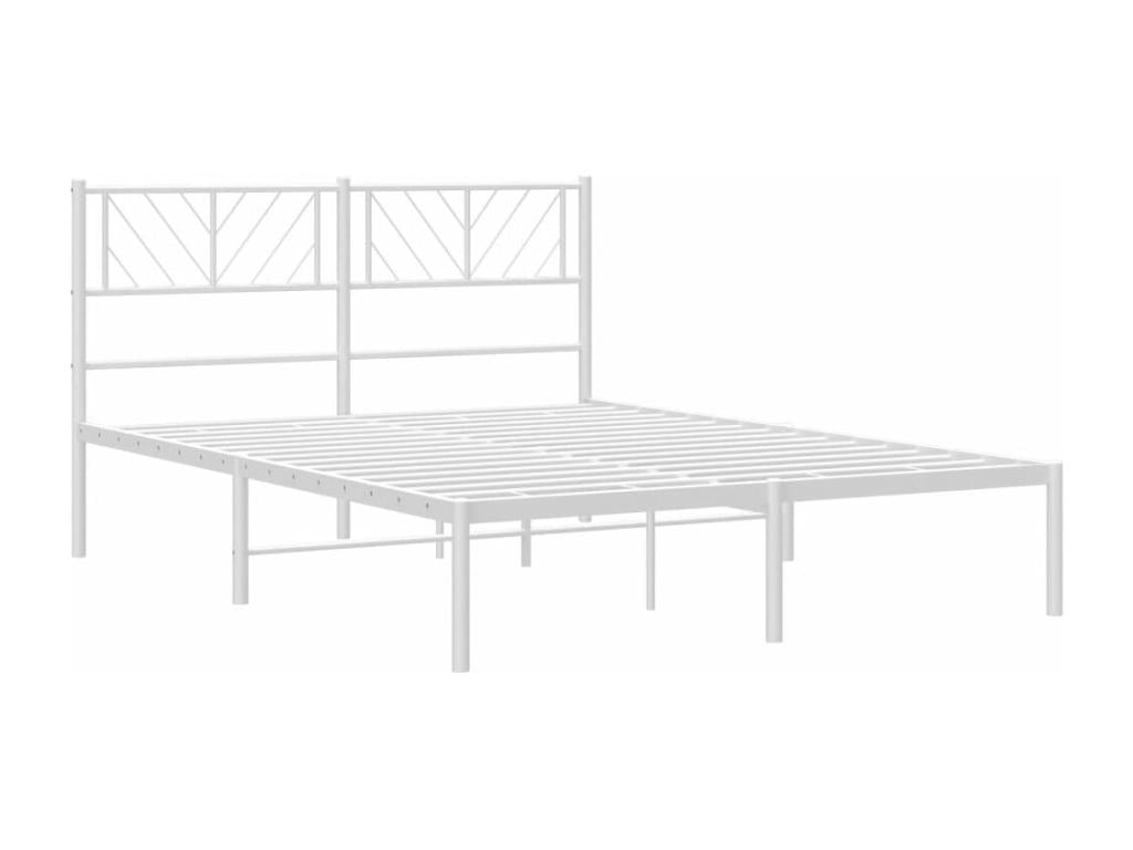Metal bed frame with white headboard 140x190 QKPL77289