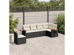 6-piece garden furniture set with cushions, black woven resin GELV37041