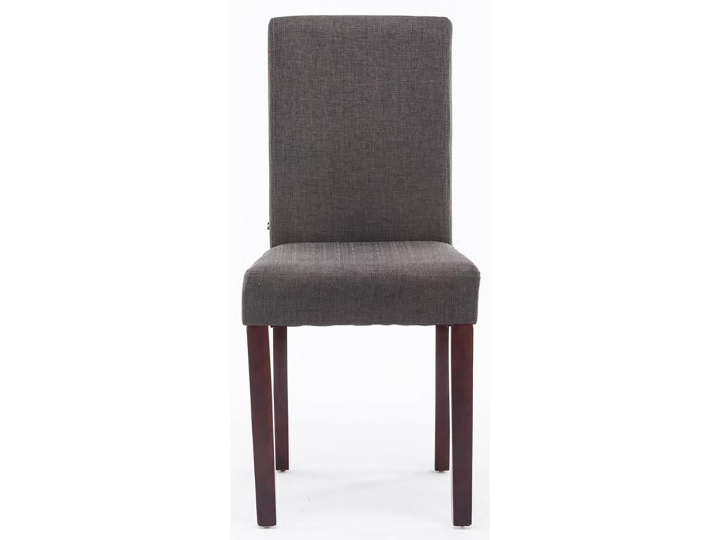 Set of 2 modern design dining chairs in light and dark grey fabric with dark brown wooden legs 10 0001554 OCWA95221