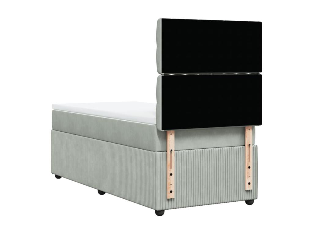 Chicyla bed base and mattress, light grey, 90x200 cm, velvet, MYYY59073