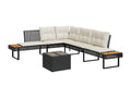 2-piece garden furniture set with cushions, black woven resin and glass NXMD19638