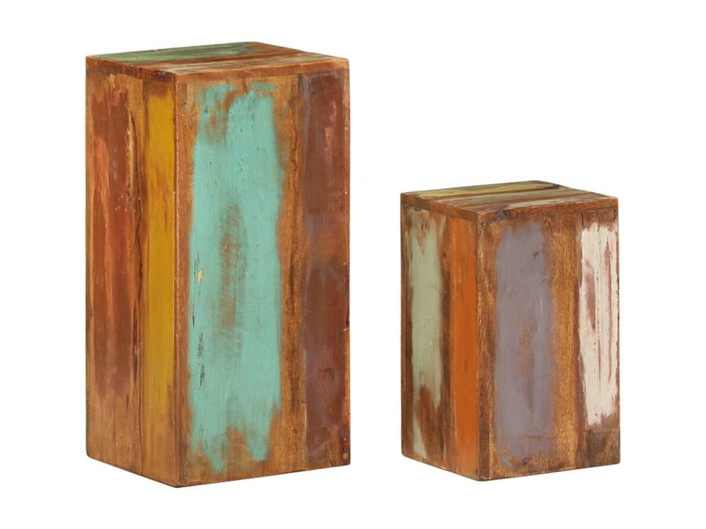 2-piece side tables, solid reclaimed wood LVII83282