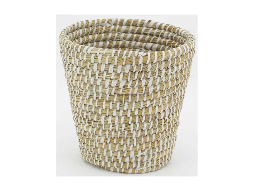 Natural rush and recycled plastic wastebasket DBUF70544