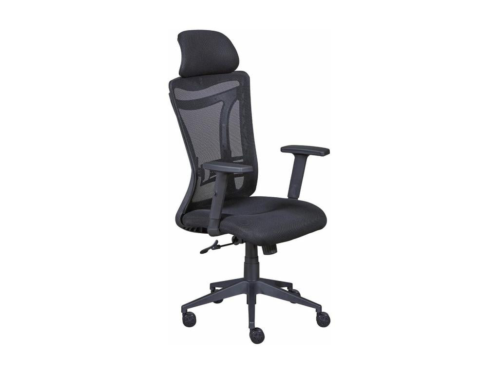Domopure - Black Mesh Fabric Office Chair with Headrest MQNN38643