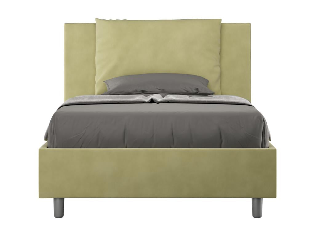 Single bed with 120x210cm upholstered microfiber base, green, Domopure UNRE02343
