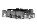 13-piece garden furniture set with cushions, grey woven resin, GVXD20740