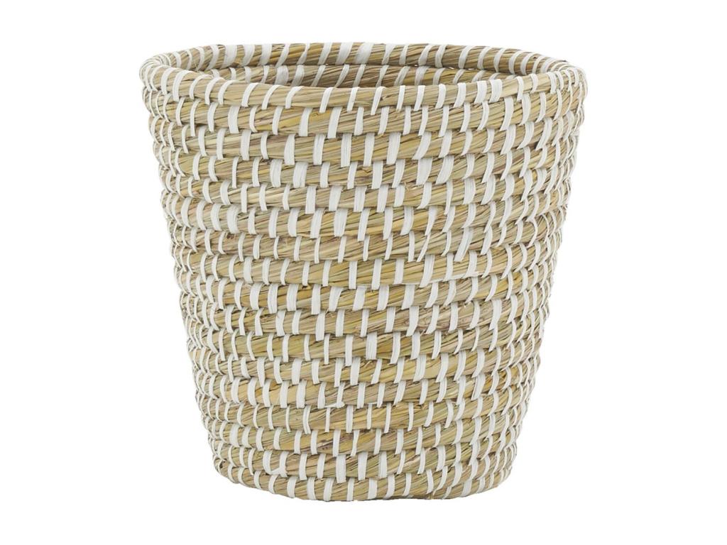 Natural rush and recycled plastic wastebasket DBUF70544